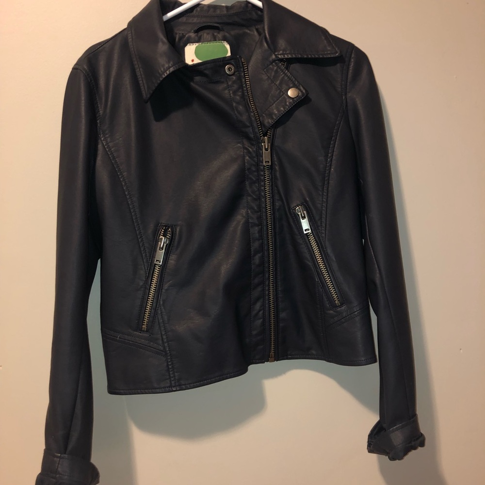 Navy leather jacket